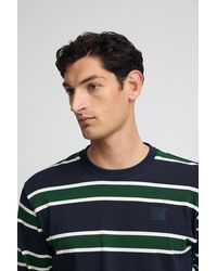 POLO CLUB - Maglietta Carter A Righe Blu Marino E Verde Bottiglia Con Toppa Personalizzata - Lyst