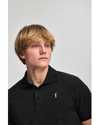 POLO CLUB - Polo Nera A Maniche Corte E Tre Bottoni Con Logo Rigby Go Ricamato - Lyst