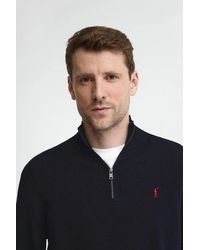 POLO CLUB - Maglione Blu Marino Con Collo A Cerniera Con Logo Rigby Go - Lyst