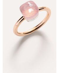 Pomellato - Mixed Gold And Pink Quartz Nudo Classic Ring - Lyst