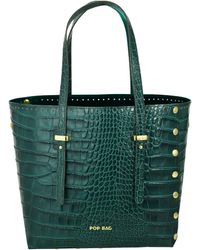 Pop Bag USA Croc-embossed Leather Tote Bag - Green