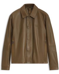 Porsche Lifestyle - Leather Jacket With Concealed Magnetic Closure - Lyst
