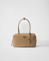Prada - Re-Nylon And Leather Medium Top-Handle Bag With Padlock - Lyst