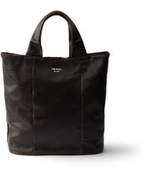 Prada - Distressed Nappa Leather Tote Bag - Lyst