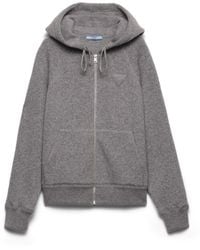 Prada - Cashmere Hooded Cardigan - Lyst