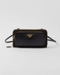 Prada - Re-nylon And Brushed Leather Wallet With Shoulder Strap - Lyst