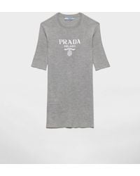 Prada - Silk Crew-Neck Sweater With Logo - Lyst