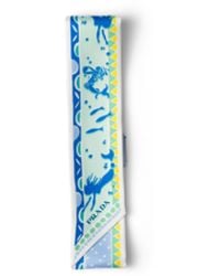 Prada - Printed Silk Twill Skinny Scarf, Astral/Aquamarine - Lyst