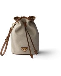 Prada - Canvas And Leather Pouch - Lyst