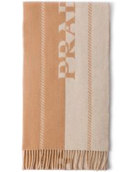 Prada - Small Wool Scarf With Jacquard Logo - Lyst