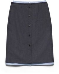 Prada - Light Mohair And Chambray Skirt, Slate - Lyst