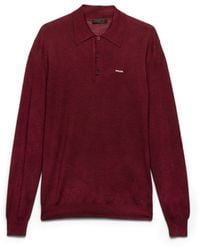 Prada - Wool And Silk Polo Sweater - Lyst