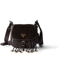 Prada - Corsaire Corduroy And Leather Mini Shoulder Bag, Ebony - Lyst
