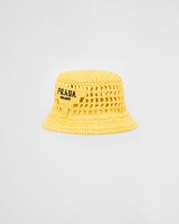 Prada - Woven Fabric Bucket Hat - Lyst