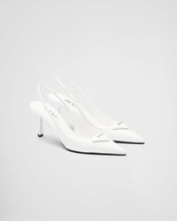 Prada - Brushed Leather Slingback Pumps 75 - Lyst