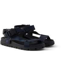 Prada - Suede And Woven Tape Sporty Sandal - Lyst