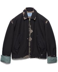 Prada - Jacke Aus Verbundleder Mit Hahnentrittmuster, Damen, Größe - Lyst