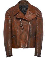 Prada - Leather Biker Jacket - Lyst