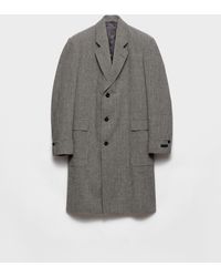 Prada - Single-Breasted Houndstooth Check Wool Coat - Lyst