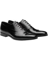 Prada - Brushed Leather Laced Oxford Shoes - Lyst