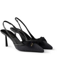 Prada - Fabric Slingback Pumps, Anthracite - Lyst