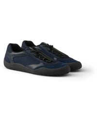 Prada - Speedrock Leather And Mesh Fabric Sneakers - Lyst