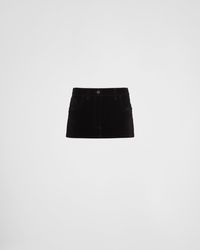 Prada - Velvet Denim Miniskirt - Lyst