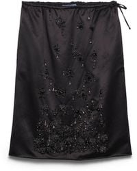 Prada - Satin Skirt With Embroidery - Lyst
