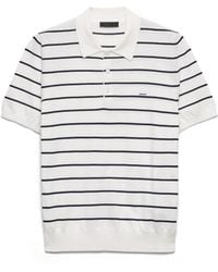 Prada - Short-Sleeved Striped Cotton Polo Shirt - Lyst