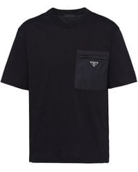 Prada - Cotton And Re-Nylon Pocket T-Shirt - Lyst