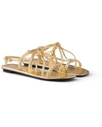 Prada - Flache Sandalen Aus Mordoré-Nappaleder, Damen, Größe - Lyst