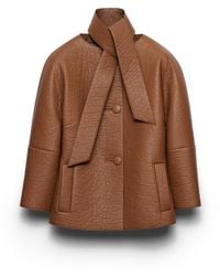 Prada - Nappa Leather Jacket With Scarf - Lyst