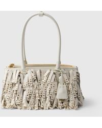 Prada - Galleria Medium Nappa Leather Bag With Fringe And Studs - Lyst