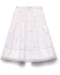 Prada - Embroidered Poplin Skirt - Lyst