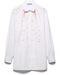 Prada - Embroidered Poplin Shirt - Lyst