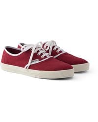 Prada - Drill Fabric Laced Sneakers, Burgundy - Lyst