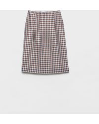 Prada - Checked Stretch Georgette Skirt - Lyst