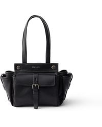 Prada - Route Leather Mini Tote Bag - Lyst