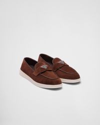 Prada - Suede Leather Loafers - Lyst