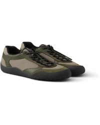 Prada - Speedrock Leather And Mesh Fabric Sneakers, Size 5 - Lyst