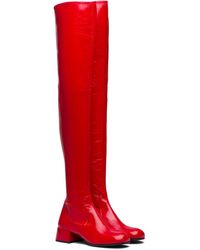 red leather boots over the knee