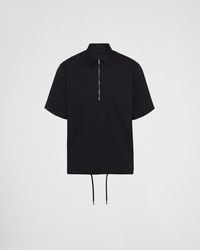 Prada - Short-Sleeve Stretch Cotton Shirt - Lyst