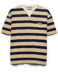 Prada - Bayadere Striped Lisle Cotton T-Shirt /Cream - Lyst