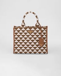 Prada - Small Symbole Embroidered Fabric Handbag - Lyst