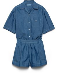 Prada - Chambray Jumpsuit, Light - Lyst