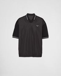Prada - Piqué Polo Shirt With Re-nylon Detail - Lyst