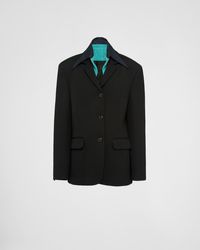 Prada - Single-breasted Gabardine Jacket With Collar - Lyst