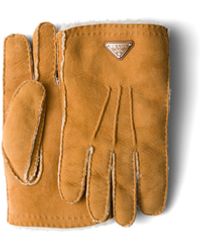 Prada - Suede Sheepskin Gloves, Size 8 - Lyst