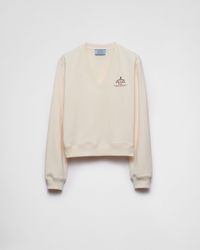 Prada - Cotton V-Neck Sweatshirt - Lyst