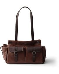 Prada - Route Medium Leather Tote Bag - Lyst